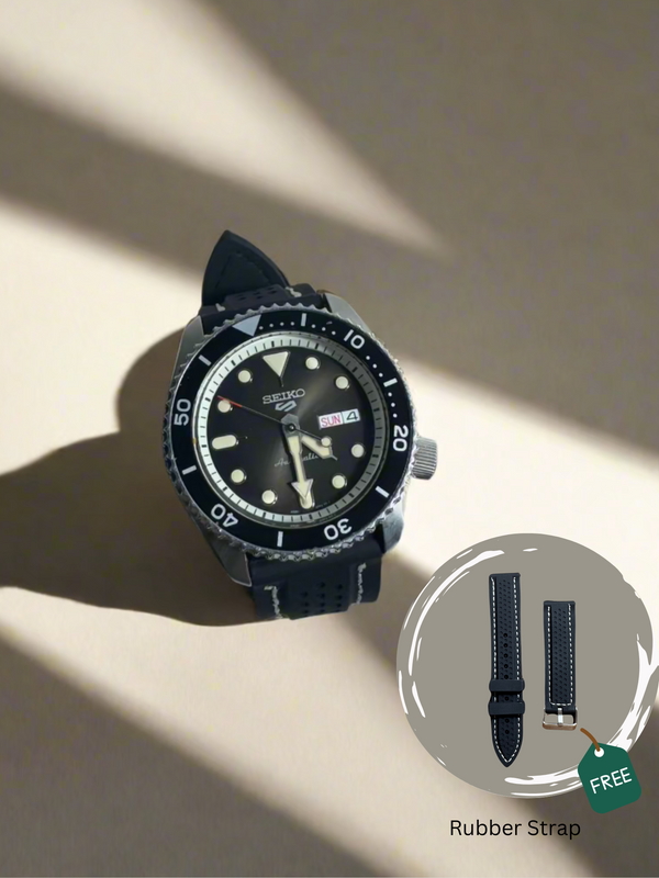 Seiko 5 Black Dial Silver Jubilee Bracelet SRPD73K2