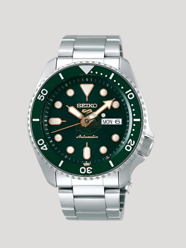 Seiko 5 Sports Automatic Analog Green Dial Silver Steel Strap Watch For Men - SRPD63K1