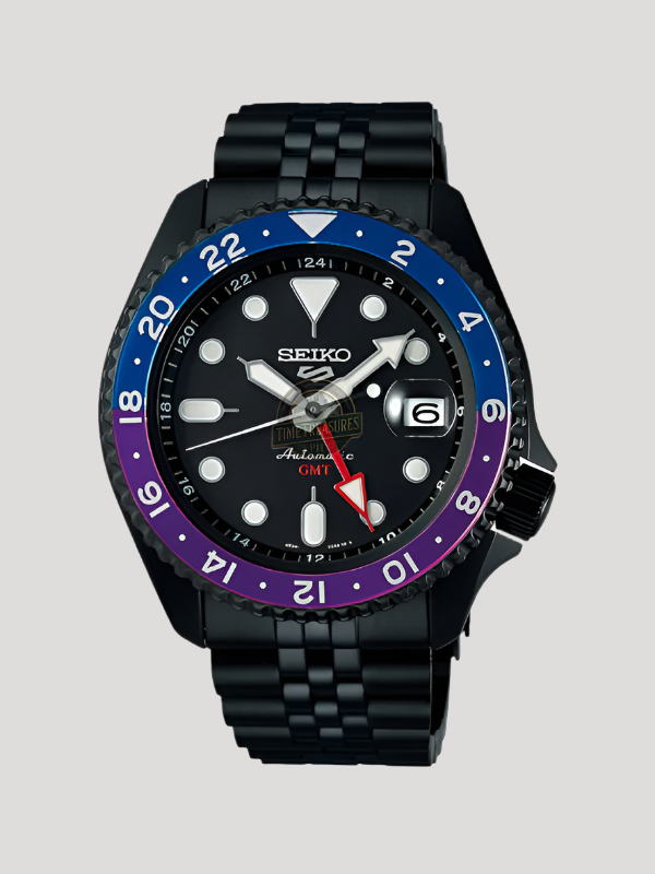 Seiko Automatic SKX GMT Yuto Horigome Limited Edition Black Dial Black Steel Strap Watch For Men - SSK027K1